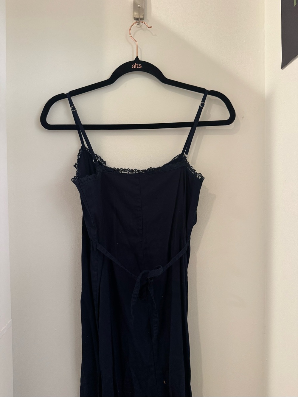 Brandy Melville Navy Blue Midi Dress with Lace Trim - Picture 7 of 8